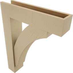 Ekena Millwork - BKTUR0554X24X32THR05RCPR - Timberthane Faux Wood Thorton Style Bracket w/ Offset Brace, Block Ends, 5 1/2"W x 24"D x 32"H, Primed Tan