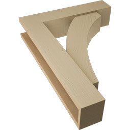 Ekena Millwork - BKTUR0554X24X32THR05RCPR - Timberthane Faux Wood Thorton Style Bracket w/ Offset Brace, Block Ends, 5 1/2"W x 24"D x 32"H, Primed Tan
