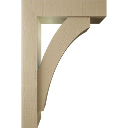 Ekena Millwork - BKTUR0554X24X36THR05RCPR - Timberthane Faux Wood Thorton Style Bracket w/ Offset Brace, Block Ends, 5 1/2"W x 24"D x 36"H, Primed Tan
