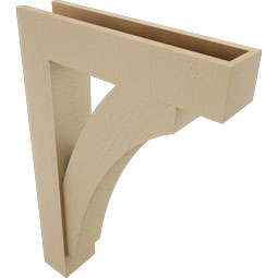 Ekena Millwork - BKTUR0554X24X36THR05RCPR - Timberthane Faux Wood Thorton Style Bracket w/ Offset Brace, Block Ends, 5 1/2"W x 24"D x 36"H, Primed Tan