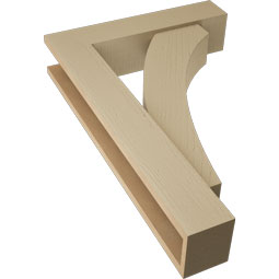 Ekena Millwork - BKTUR0554X24X36THR05RCPR - Timberthane Faux Wood Thorton Style Bracket w/ Offset Brace, Block Ends, 5 1/2"W x 24"D x 36"H, Primed Tan