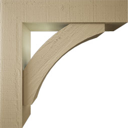 Ekena Millwork - BKTUR0554X26X26THR05RCPR - Timberthane Faux Wood Thorton Style Bracket w/ Offset Brace, Block Ends, 5 1/2"W x 26"D x 26"H, Primed Tan