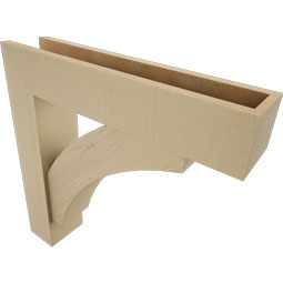 Ekena Millwork - BKTUR0554X26X26THR05RCPR - Timberthane Faux Wood Thorton Style Bracket w/ Offset Brace, Block Ends, 5 1/2"W x 26"D x 26"H, Primed Tan