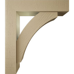 Ekena Millwork - BKTUR0554X26X30THR05RCPR - Timberthane Faux Wood Thorton Style Bracket w/ Offset Brace, Block Ends, 5 1/2"W x 26"D x 30"H, Primed Tan