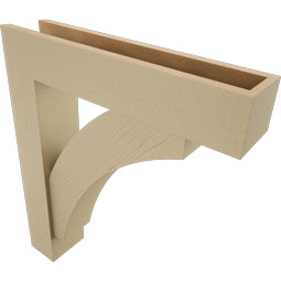 Ekena Millwork - BKTUR0554X26X30THR05RCPR - Timberthane Faux Wood Thorton Style Bracket w/ Offset Brace, Block Ends, 5 1/2"W x 26"D x 30"H, Primed Tan