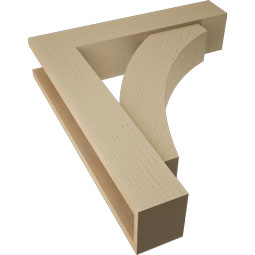 Ekena Millwork - BKTUR0554X26X30THR05RCPR - Timberthane Faux Wood Thorton Style Bracket w/ Offset Brace, Block Ends, 5 1/2"W x 26"D x 30"H, Primed Tan