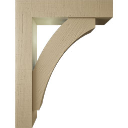 Ekena Millwork - BKTUR0554X26X34THR05RCPR - Timberthane Faux Wood Thorton Style Bracket w/ Offset Brace, Block Ends, 5 1/2"W x 26"D x 34"H, Primed Tan