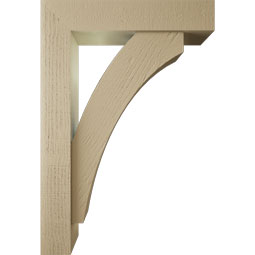 Ekena Millwork - BKTUR0554X26X38THR05RCPR - Timberthane Faux Wood Thorton Style Bracket w/ Offset Brace, Block Ends, 5 1/2"W x 26"D x 38"H, Primed Tan