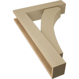 Ekena Millwork - BKTUR0554X26X38THR05RCPR - Timberthane Faux Wood Thorton Style Bracket w/ Offset Brace, Block Ends, 5 1/2"W x 26"D x 38"H, Primed Tan