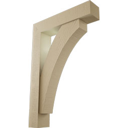Ekena Millwork - BKTUR0554X26X38THR05RCPR - Timberthane Faux Wood Thorton Style Bracket w/ Offset Brace, Block Ends, 5 1/2"W x 26"D x 38"H, Primed Tan