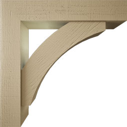Ekena Millwork - BKTUR0554X28X28THR05RCPR - Timberthane Faux Wood Thorton Style Bracket w/ Offset Brace, Block Ends, 5 1/2"W x 28"D x 28"H, Primed Tan