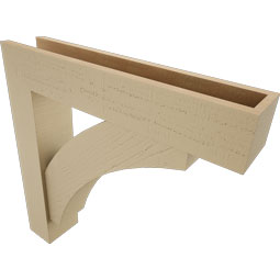 Ekena Millwork - BKTUR0554X28X28THR05RCPR - Timberthane Faux Wood Thorton Style Bracket w/ Offset Brace, Block Ends, 5 1/2"W x 28"D x 28"H, Primed Tan