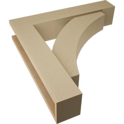 Ekena Millwork - BKTUR0554X28X28THR05RCPR - Timberthane Faux Wood Thorton Style Bracket w/ Offset Brace, Block Ends, 5 1/2"W x 28"D x 28"H, Primed Tan