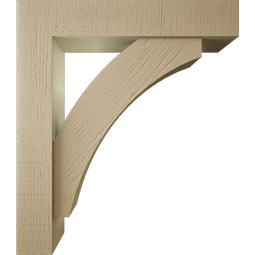 Ekena Millwork - BKTUR0554X28X32THR05RCPR - Timberthane Faux Wood Thorton Style Bracket w/ Offset Brace, Block Ends, 5 1/2"W x 28"D x 32"H, Primed Tan