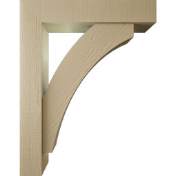 Ekena Millwork - BKTUR0554X28X36THR05RCPR - Timberthane Faux Wood Thorton Style Bracket w/ Offset Brace, Block Ends, 5 1/2"W x 28"D x 36"H, Primed Tan
