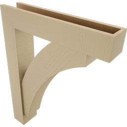 Ekena Millwork - BKTUR0554X28X36THR05RCPR - Timberthane Faux Wood Thorton Style Bracket w/ Offset Brace, Block Ends, 5 1/2"W x 28"D x 36"H, Primed Tan