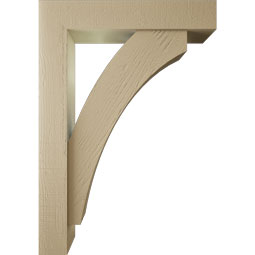 Ekena Millwork - BKTUR0554X28X40THR05RCPR - Timberthane Faux Wood Thorton Style Bracket w/ Offset Brace, Block Ends, 5 1/2"W x 28"D x 40"H, Primed Tan