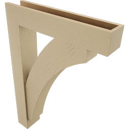 Ekena Millwork - BKTUR0554X28X40THR05RCPR - Timberthane Faux Wood Thorton Style Bracket w/ Offset Brace, Block Ends, 5 1/2"W x 28"D x 40"H, Primed Tan