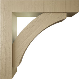 Ekena Millwork - BKTUR0554X30X30THR05RCPR - Timberthane Faux Wood Thorton Style Bracket w/ Offset Brace, Block Ends, 5 1/2"W x 30"D x 30"H, Primed Tan