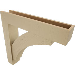 Ekena Millwork - BKTUR0554X30X30THR05RCPR - Timberthane Faux Wood Thorton Style Bracket w/ Offset Brace, Block Ends, 5 1/2"W x 30"D x 30"H, Primed Tan