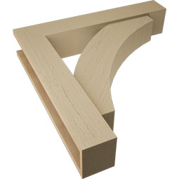 Ekena Millwork - BKTUR0554X30X30THR05RCPR - Timberthane Faux Wood Thorton Style Bracket w/ Offset Brace, Block Ends, 5 1/2"W x 30"D x 30"H, Primed Tan