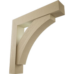 Ekena Millwork - BKTUR0554X30X30THR05RCPR - Timberthane Faux Wood Thorton Style Bracket w/ Offset Brace, Block Ends, 5 1/2"W x 30"D x 30"H, Primed Tan