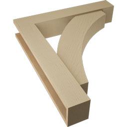 Ekena Millwork - BKTUR0554X30X34THR05RCPR - Timberthane Faux Wood Thorton Style Bracket w/ Offset Brace, Block Ends, 5 1/2"W x 30"D x 34"H, Primed Tan