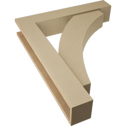 Ekena Millwork - BKTUR0554X30X36THR05RCPR - Timberthane Faux Wood Thorton Style Bracket w/ Offset Brace, Block Ends, 5 1/2"W x 30"D x 36"H, Primed Tan