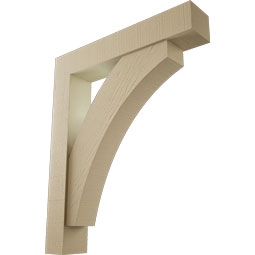 Ekena Millwork - BKTUR0554X30X36THR05RCPR - Timberthane Faux Wood Thorton Style Bracket w/ Offset Brace, Block Ends, 5 1/2"W x 30"D x 36"H, Primed Tan