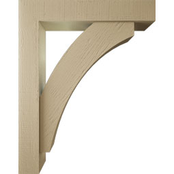 Ekena Millwork - BKTUR0554X30X38THR05RCPR - Timberthane Faux Wood Thorton Style Bracket w/ Offset Brace, Block Ends, 5 1/2"W x 30"D x 38"H, Primed Tan