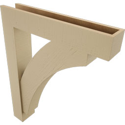 Ekena Millwork - BKTUR0554X30X38THR05RCPR - Timberthane Faux Wood Thorton Style Bracket w/ Offset Brace, Block Ends, 5 1/2"W x 30"D x 38"H, Primed Tan