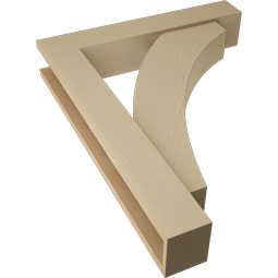 Ekena Millwork - BKTUR0554X30X38THR05RCPR - Timberthane Faux Wood Thorton Style Bracket w/ Offset Brace, Block Ends, 5 1/2"W x 30"D x 38"H, Primed Tan