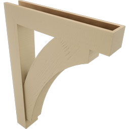 Ekena Millwork - BKTUR0554X30X42THR05RCPR - Timberthane Faux Wood Thorton Style Bracket w/ Offset Brace, Block Ends, 5 1/2"W x 30"D x 42"H, Primed Tan