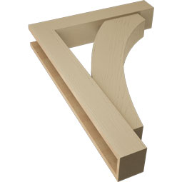 Ekena Millwork - BKTUR0554X30X42THR05RCPR - Timberthane Faux Wood Thorton Style Bracket w/ Offset Brace, Block Ends, 5 1/2"W x 30"D x 42"H, Primed Tan