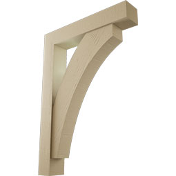 Ekena Millwork - BKTUR0554X30X42THR05RCPR - Timberthane Faux Wood Thorton Style Bracket w/ Offset Brace, Block Ends, 5 1/2"W x 30"D x 42"H, Primed Tan