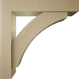 Ekena Millwork - BKTUR0554X32X32THR05RCPR - Timberthane Faux Wood Thorton Style Bracket w/ Offset Brace, Block Ends, 5 1/2"W x 32"D x 32"H, Primed Tan