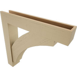 Ekena Millwork - BKTUR0554X32X32THR05RCPR - Timberthane Faux Wood Thorton Style Bracket w/ Offset Brace, Block Ends, 5 1/2"W x 32"D x 32"H, Primed Tan