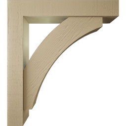 Ekena Millwork - BKTUR0554X32X36THR05RCPR - Timberthane Faux Wood Thorton Style Bracket w/ Offset Brace, Block Ends, 5 1/2"W x 32"D x 36"H, Primed Tan