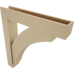 Ekena Millwork - BKTUR0554X32X36THR05RCPR - Timberthane Faux Wood Thorton Style Bracket w/ Offset Brace, Block Ends, 5 1/2"W x 32"D x 36"H, Primed Tan