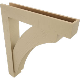 Ekena Millwork - BKTUR0554X32X40THR05RCPR - Timberthane Faux Wood Thorton Style Bracket w/ Offset Brace, Block Ends, 5 1/2"W x 32"D x 40"H, Primed Tan