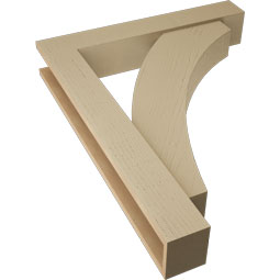 Ekena Millwork - BKTUR0554X32X40THR05RCPR - Timberthane Faux Wood Thorton Style Bracket w/ Offset Brace, Block Ends, 5 1/2"W x 32"D x 40"H, Primed Tan
