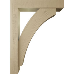 Ekena Millwork - BKTUR0554X32X44THR05RCPR - Timberthane Faux Wood Thorton Style Bracket w/ Offset Brace, Block Ends, 5 1/2"W x 32"D x 44"H, Primed Tan