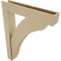 Ekena Millwork - BKTUR0554X32X44THR05RCPR - Timberthane Faux Wood Thorton Style Bracket w/ Offset Brace, Block Ends, 5 1/2"W x 32"D x 44"H, Primed Tan