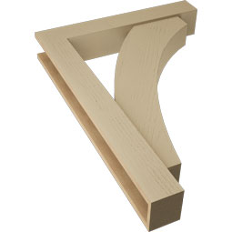 Ekena Millwork - BKTUR0554X32X44THR05RCPR - Timberthane Faux Wood Thorton Style Bracket w/ Offset Brace, Block Ends, 5 1/2"W x 32"D x 44"H, Primed Tan
