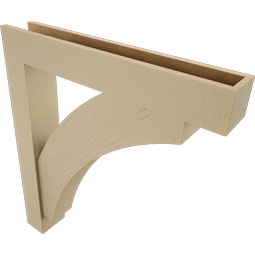 Ekena Millwork - BKTUR0554X34X38THR05RCPR - Timberthane Faux Wood Thorton Style Bracket w/ Offset Brace, Block Ends, 5 1/2"W x 34"D x 38"H, Primed Tan