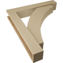 Ekena Millwork - BKTUR0554X34X38THR05RCPR - Timberthane Faux Wood Thorton Style Bracket w/ Offset Brace, Block Ends, 5 1/2"W x 34"D x 38"H, Primed Tan