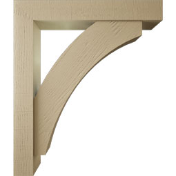 Ekena Millwork - BKTUR0554X34X40THR05RCPR - Timberthane Faux Wood Thorton Style Bracket w/ Offset Brace, Block Ends, 5 1/2"W x 34"D x 40"H, Primed Tan