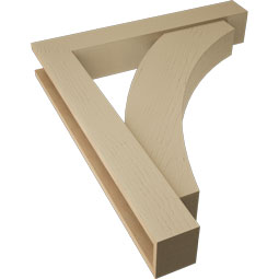 Ekena Millwork - BKTUR0554X34X40THR05RCPR - Timberthane Faux Wood Thorton Style Bracket w/ Offset Brace, Block Ends, 5 1/2"W x 34"D x 40"H, Primed Tan
