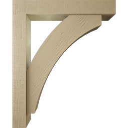 Ekena Millwork - BKTUR0554X34X42THR05RCPR - Timberthane Faux Wood Thorton Style Bracket w/ Offset Brace, Block Ends, 5 1/2"W x 34"D x 42"H, Primed Tan