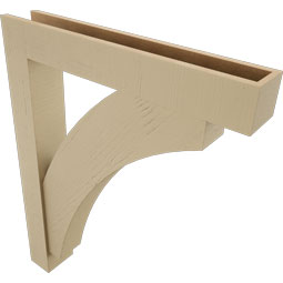 Ekena Millwork - BKTUR0554X34X42THR05RCPR - Timberthane Faux Wood Thorton Style Bracket w/ Offset Brace, Block Ends, 5 1/2"W x 34"D x 42"H, Primed Tan